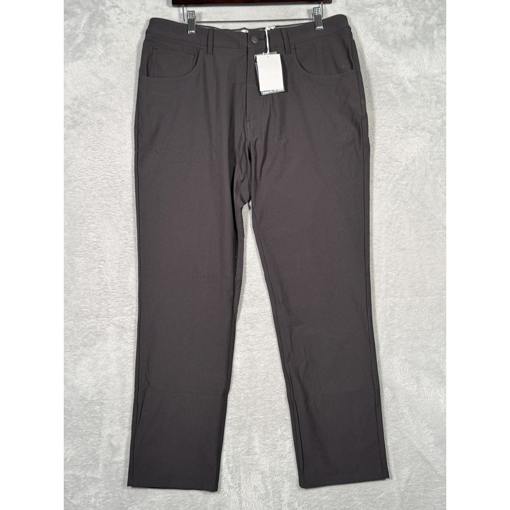 Henry Dean Pants Mens 34x28 Black Polyester Chino 5 Pocket Regular Fit Casual